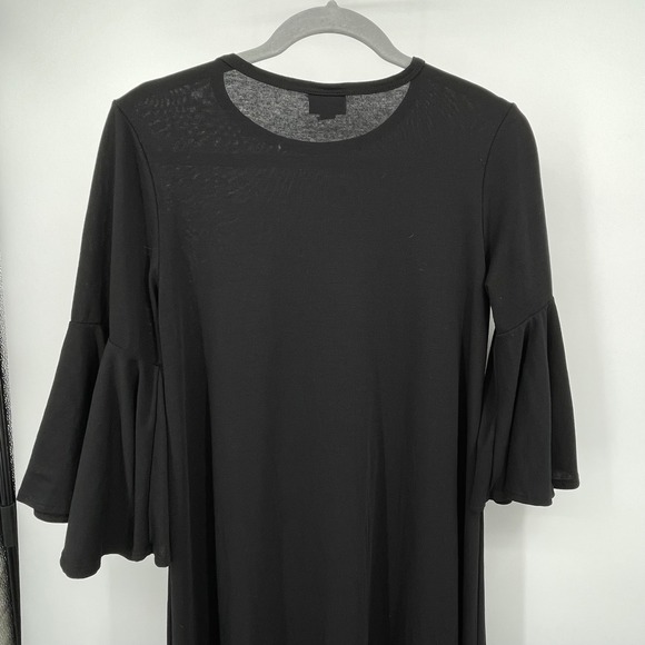 LuLaRoe Black Bell Sleeve Ruffle Hem Soft Knit Dress Womens Oversize Small - Picture 6 of 10
